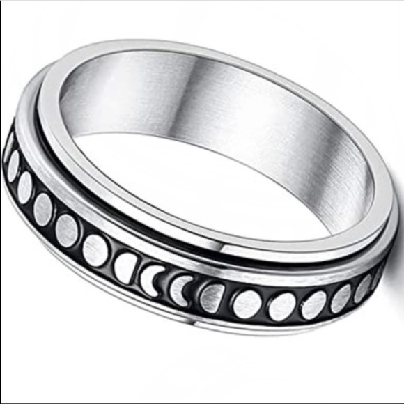 🦋3/$30🦋stainless steel moon phase celestial fidget spinner ring size 9 - Picture 2 of 8